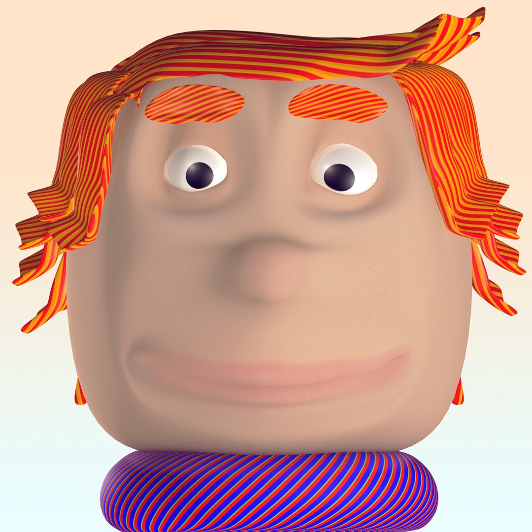 3D render of a cartoon character face